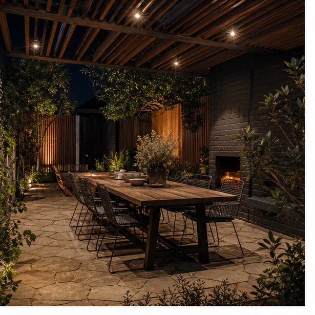 Courtyard after dusk